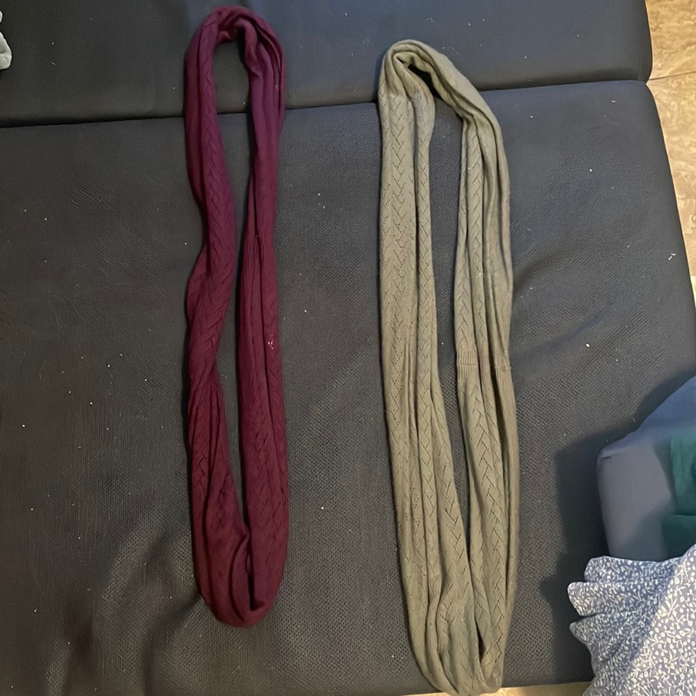 Two infinity scarves. One size fits all